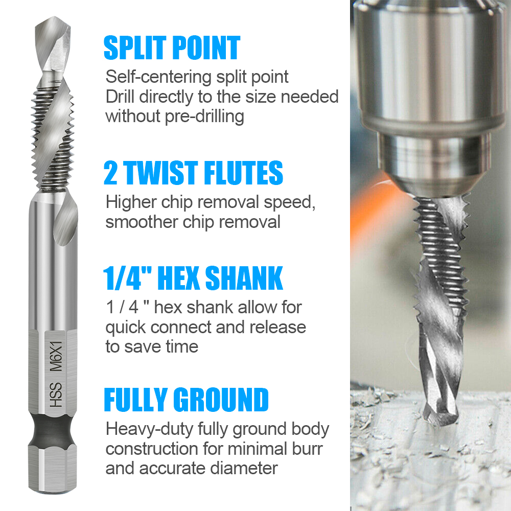 XCAN 헥스 샹크 HSS 나사 탭 드릴 비트 나선형  - Cnc Router Bit 리뷰 및 가격